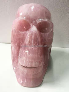 Cristales piedra curativa cristal a granel venta al por mayor piedra Natural calaveras de cuarzo rosa gran calidad calavera tallada para Decoración - Product Image 4