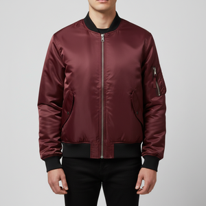 Chaqueta Bomber para Hombre de Alta Calidad al por Mayor con Cierre de Cremallera, Diseño Personalizado, Cuello Mandarín, Tela Vaquera, Impermeable y Resistente al Viento - Product Image 3