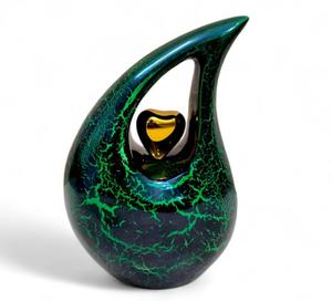 Urnas de Cremación AHO Antiguas de Color Verde con Acabado Colorido en Forma de Lágrima para Cenizas Funerarias, 200 Pulgadas Cúbicas, Ecológicas y Duraderas - Product Image 3