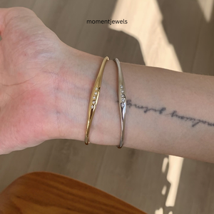 Brazalete de Plata de Ley 925 con Eslabones Ovalados, Chapado en Oro, con Circonitas, Joyería Minimalista para Mujer - Product Image 1