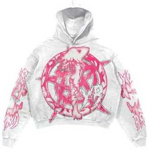 Conjunto de Sudadera con Capucha y Pantalones Deportivos para Hombre, 100% Algodón Grueso, Hecho a Medida, Lavado Ácido, Bordado, Efecto Desgastado por el Sol, Pantalones Deportivos Anchos - Product Image 3