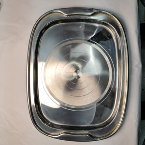 Plateau de service rectangulaire élégant en acier inoxydable avec poignées surélevées, finition miroir poli, qualité alimentaire, pour hôtel - Product Image 2