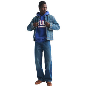 Sweat à capuche unisexe personnalisé bleu roi style universitaire avec manches patchwork, logo sportif, streetwear, fabrication OEM, marque privée, vente en gros - Product Image 3