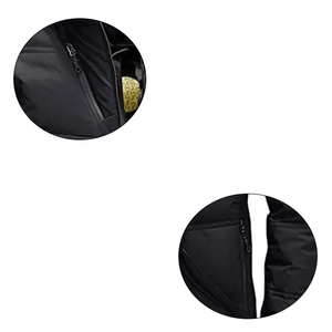 Veste matelassée décontractée pour homme, couleur unie, fermeture éclair, poche avant, design noir, capuche brodée, en polaire - Product Image 1