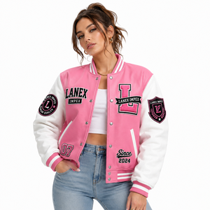 Custom Varsity Baseball Leather Jacket with Chenille Patches PU Leather Sleeves Embroidered Logo Unisex Streetwear Bomber Jacket - Product Image 1