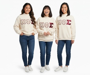 Charlotte Embroidered Turtleneck Knit Sweater Women's Winter Pullover <b>Letter</b> Design Regular Fit 100% <b>Acrylic</b> Anti-Pilling - Product Image 3