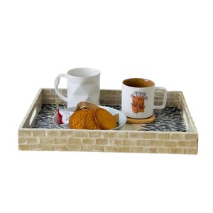 Luxury Mother of Pearl Serving <b>Tray</b> Handmade Inlay Shell Decorative <b>Tray</b> for Home Hotel Restaurant Serving and Gift Use - Product Image 3