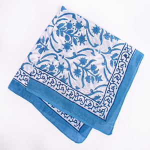 Pañuelo Cuadrado de Algodón con Diseño Floral Azul y Blanco Craftjaipur, Transpirable, Informal, para Primavera/Verano, con Patrón Floral, Ecológico - Product Image 6
