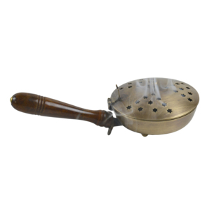 Shiny Silver Antique Pure Brass <b>Incense</b> Holder Stand with Wood Handle <b>Incense</b> Stick <b>Burner</b> <b>Incense</b> Holder with Ash Catcher - Product Image 2
