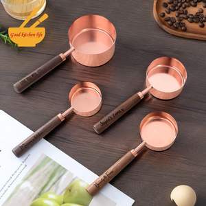 Premium Brass <b>Measuring</b> <b>Cups</b> <b>Set</b> with Wooden Handles, Accurate Kitchen Baking & Cooking Tools, Luxury Finish for Home Chefs ProX - Product Image 2