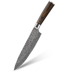 Cuchillo de Chef Asiático Multiusos de Acero Inoxidable Damasco de 8 Pulgadas, Extra Afilado y Ecológico, para Cortar, Picar y Rebanar Verduras y Carne - Product Image 2
