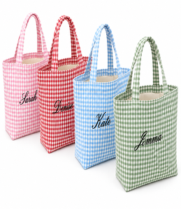 Custom Embroidery Canvas Travel Summer Fashion Solid <b>Tote</b> <b>Bag</b> Personalized Logo Multi <b>Pocket</b> Casual Shoulder Carry Messenger - Product Image 5
