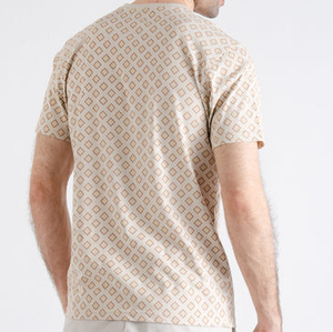 Men's Regular Fit O-Neck Short Sleeve Cotton <b>Geometric</b> Pattern Casual Style Jersey Knitted Breathable Design T-<b>Shirt</b> For Sale - Product Image 3
