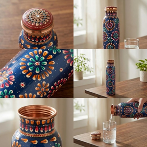 <b>Copper</b> Water <b>Bottle</b> | Printed <b>Copper</b> <b>Bottle</b> | Floral Printed <b>Copper</b> Water <b>Bottle</b> | Designer <b>Copper</b> <b>Drinking</b> <b>Bottle</b> - Product Image 3