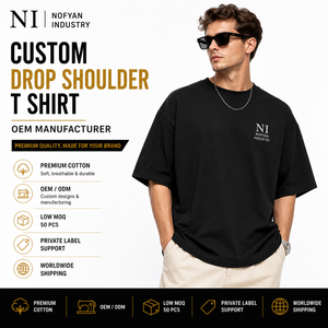 เสื้อยืดคอตตอน 100% ทรงโอเวอร์ไซส์แบบดรอปโชลเดอร์ ผ้าถักด้านหน้า - รับผลิตแบบ OEM/ODM เสื้อผ้าแบรนด์ส่วนตัว (ระบายอากาศได้ดี เป็นมิตรต่อสิ่งแวดล้อม) - Product Image 6