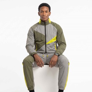 OEM Custom LOGO Embroidery Two Piece Zip up <b>Jacket</b> Long Set with <b>Reflective</b> Polyester Windbreaker Tracksuits for Men - Product Image 4