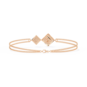 Pulsera de Cadena con Diamantes Cuadrados Cultivados en Laboratorio en Oro Rosa de 14K |   Diseño de Halo Geométrico |   Diamante Minimalista para Uso Diario para Mujer - Product Image 2