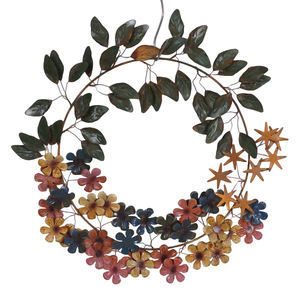 Moderna Corona Navideña Hecha a Mano con Láminas de Hierro Ecológicas, Diseño de 4 Hojas de Flores, Decoración Colgante para Regalos de Navidad y Año Nuevo - Product Image 3