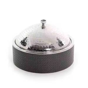 Textured Woven Pattern Hot Pot Stainless Steel Handcrafted Luxury Stackable Flip Top Lid Premium Food <b>Warmer</b> Casserole Catering - Product Image 1