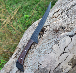 Custom Handmade Carbon Steel Fillet <b>Knife</b> Full Tang Resin Leather Sheath Modern Ambidextrous Outdoor Survival Eco-Friendly - Product Image 4