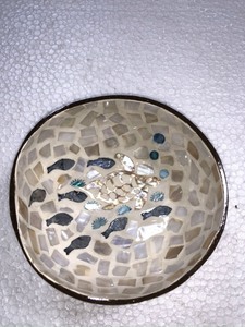 HIGH QUALITY Handcrafted Mosaic <b>Ceramic</b> <b>Bowl</b> | Elegant Iridescent Pearl Inlay Eco-Friendly Durable Lightweight Camping Non-Toxic - Product Image 1