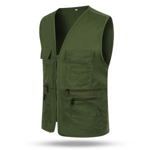 Chaleco de Trabajo para Hombre, Transpirable, Impermeable, Reflectante, de Lona, con Cierre Frontal, Múltiples Bolsillos, de Malla, Sólido, Talla Grande, Personalizable, para Verano - Product Image 1