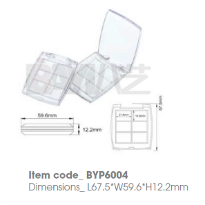 Palette de fards à paupières transparente en plastique vide, personnalisable avec logo de marque privée, 6 teintes - Product Image 1