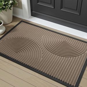 Tapis de bienvenue en caoutchouc antidérapant et absorbant 17"x30" pour intérieur et extérieur, tapis de porte à profil bas pour attraper la saleté, idéal pour la porte d'entrée - Product Image 2