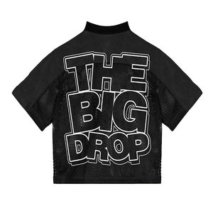 T-shirt court à col en V en maille noire pour homme, coupe classique, respirant, en polyester/coton, style urbain - Product Image 2