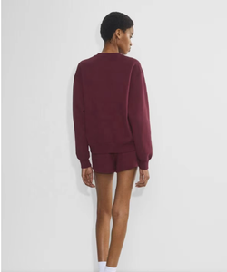 Sweat-shirt col rond bordeaux pour femme TRIBON SPORTS, mélange de coton, coupe classique, manches longues, tricoté, couleur unie, toutes saisons - Product Image 3