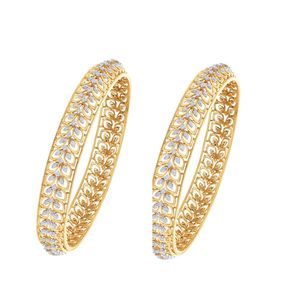 กำไลข้อมือทองคำขาวประดับเพชรเลี้ยงในห้องปฏิบัติการลายใบไม้ฉลุลาย - Product Image 2