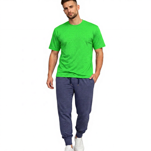 Conjunto Deportivo de Algodón Azul para Hombre, Camiseta de Cuello Redondo con Pantalones Deportivos con Cordón, Ropa Casual de Otoño, Color Sólido, Largo Completo, Corte Regular - Product Image 6