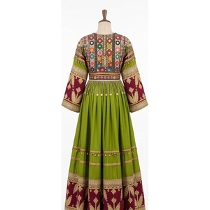 Vestido Tradicional Étnico Vintage Kuchi, Talla Grande, Largo hasta el Suelo, Manga Larga, Multicolor, Ropa de Fiesta Afgana, Vestidos Kuchi Afganos - Product Image 6