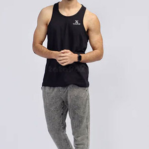 เสื้อกล้ามคอกลมทรงสปอร์ตสำหรับผู้ชาย ผลิตจากผ้าฝ้าย 100% คุณภาพสูง แห้งเร็ว ระบายอากาศได้ดี เหมาะสำหรับออกกำลังกายที่ยิม - Product Image 3