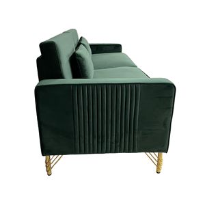 FX P18 RG2(SOFA) Divano di Lusso a 3 Posti in Velluto Verde Smeraldo con Dettagli Dorati, Divano Moderno per Soggiorno con Cuscini Morbidi - Product Image 3