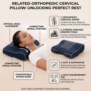 Almohada Cervical Contorneada Premium, Cojín Ortopédico de Espuma Suave para Soporte del Cuello |   Almohada Ergonómica para un Sueño Profundo, Ideal para Viajes y Hogar - Product Image 5