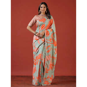 RV Creation Designer Pista Saree de mujer con bordado de secuencia Trabajo en el borde sin coser - Product Image 6