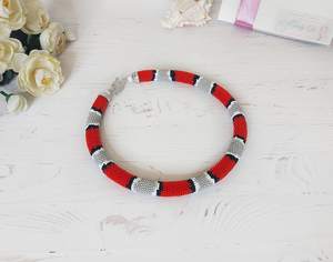 Collier Gothique Serpent Corail, Collier Homme Perles Rouges Serpent Laité, Bijou Ouroboros, Cadeau Anniversaire Papa - Product Image 5