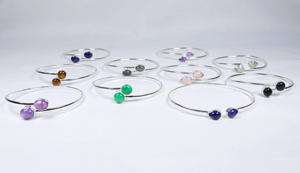 Wholesale 925 Sterling Silver Plated Multi Gemstone Cuff <b>Bracelet</b> Handmade Mixed Natural <b>Stone</b> Bangle Designer Jewelry for Women - Product Image 2