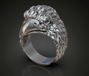 Bague en argent sterling 925 motif tête d'aigle royal, bague statement pour homme, bijoux en gros - Product Image 1