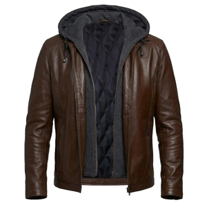 <b>Men's</b> PU Leather <b>Jacket</b> Hooded Motorcycle Slim Fit Casual <b>Men</b> Winter <b>Biker</b> Hooded Leather <b>Jacket</b> - Product Image 6