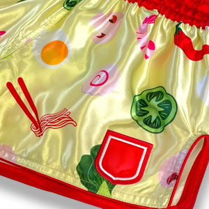 Pantalones Cortos de Boxeo Estampados para Hombre de Alta Calidad, con Ribete Amarillo y Rojo, Diseño de Comida, Elásticos, para Artes Marciales, Talla Adulto, Corte Regular - Product Image 3