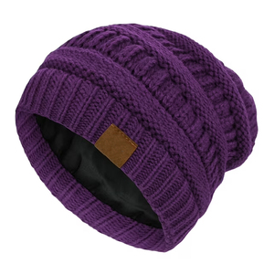 Fleece Lined Slouchy Beanie <b>Hat</b> Men Women Oversize Large Winter Warm Style 56-58CM Burgundy - Product Image 4