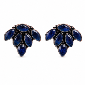 Oxidized <b>Silver</b> Brass Lovers Onyx <b>Stud</b> Earrings | Handmade Boho Trendy Party Jewelry | Fashion Wholesale - Product Image 1