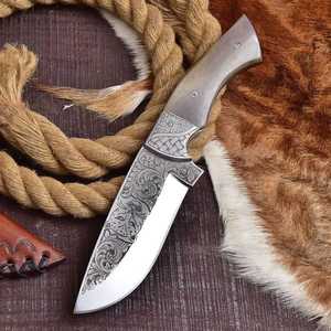Cuchillo de Caza Personalizado Hecho a Mano con Acero D2, Grabado a Mano, Empuñadura de Madera con Bolster Grabado, Hoja de 6-7.9 Pulgadas, Cuchillo Multiusos para Exteriores - Product Image 5