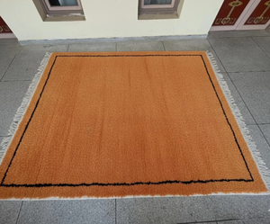 Alfombra marroquí anudada a mano de lana naranja y negra con flecos, diseño persa moderno bohemio para sala de estar, habitación infantil, oficina, hotel - Product Image 4
