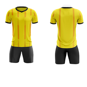 Custom Purple Yellow Soccer Jersey Set V-Neck Short Sleeve Sublimated Breathable Unisex Adult Team Apparel - Product Image 1