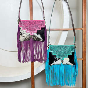 New Personalized 2025 Hand Tooled Leather Fringe Crossbody Bag for Women's Large Capacity Cowhide Zipper Shoulder Handbag Purses - Product Image 6