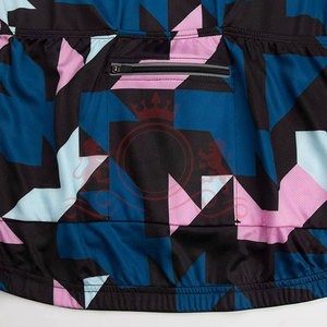 Conjunto de Jersey y Pantalones Cortos de Ciclismo para Hombre, Estampado Geométrico, Azul, Rosa, Negro, Transpirable, Poliéster, Kit para Adultos - Product Image 5