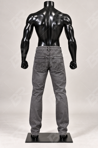 Jean en denim décontracté pour homme, coupe droite, gris uni, pantalon long avec poches - Product Image 2
